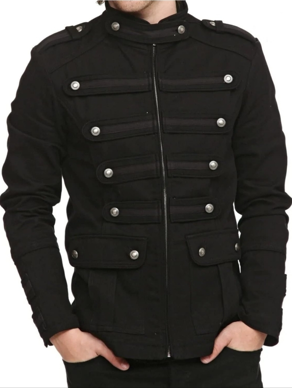 Darkrock Gothic Military Band Black Punk Rock Jacket